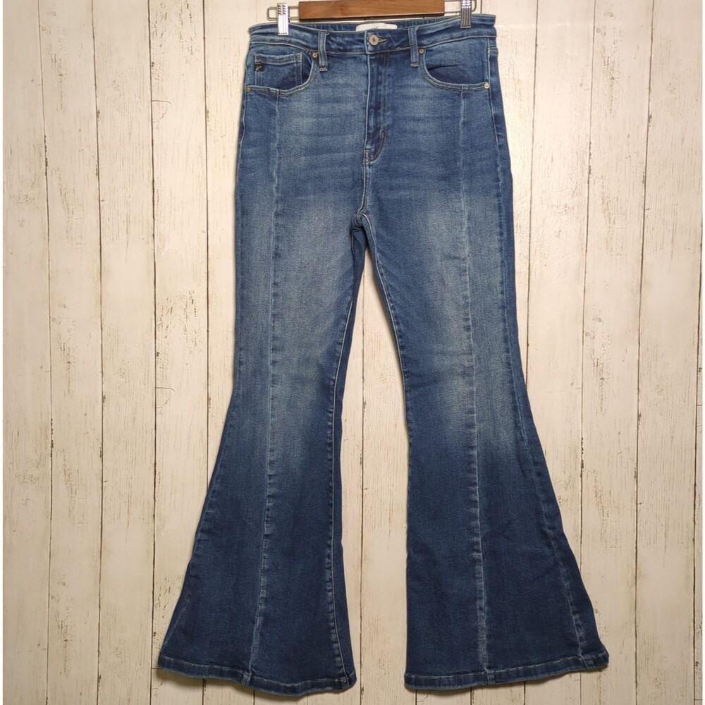 Kancan High Rise Flare Jeans Blue Stretch Bell Bottom Size 11 30 Hippie Boho